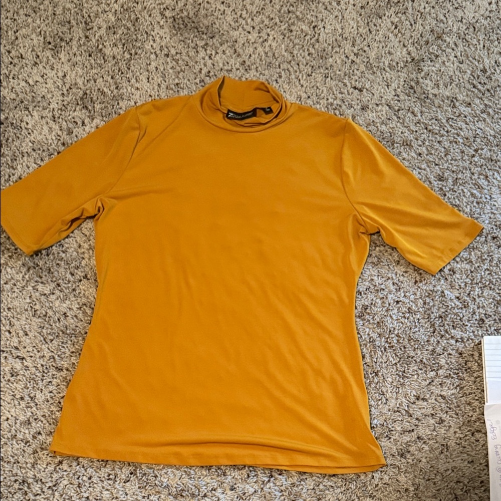 Women's Mustard Turtleneck Blouse